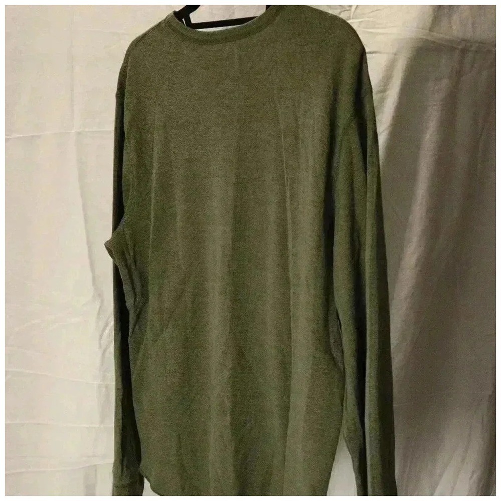 Gap Mens XL Athletic Fit Thermal Shirt Long Sleeve Waffle Knit Olive Green Crew